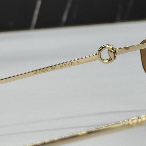 NEW GUCCI WOMEN SHIELD GG1700S 004 SUNGLASSES GOLD BROWN GUCCI EYEWEAR